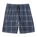 Dark Blue Tattersall Pattern Print Men's Swim Trunks