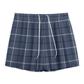 Dark Blue Tattersall Pattern Print Mesh Shorts