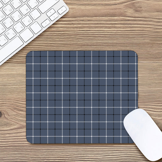 Dark Blue Tattersall Pattern Print Mouse Pad