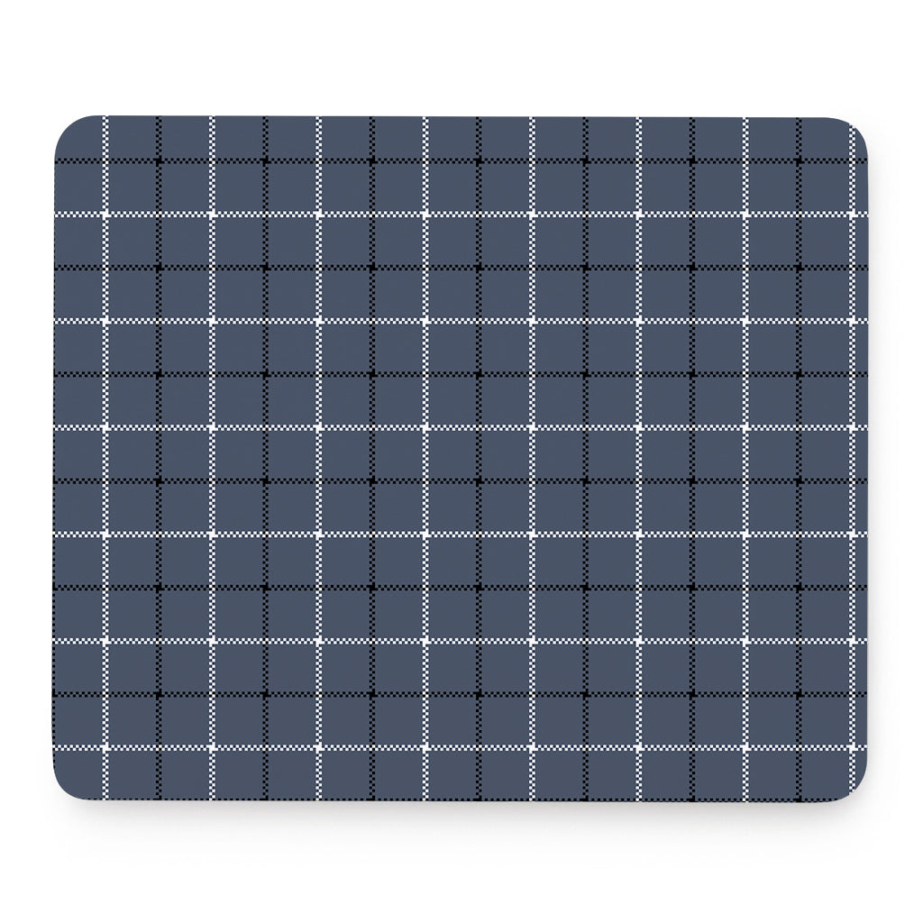 Dark Blue Tattersall Pattern Print Mouse Pad