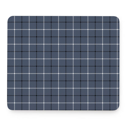 Dark Blue Tattersall Pattern Print Mouse Pad