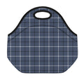 Dark Blue Tattersall Pattern Print Neoprene Lunch Bag