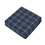 Dark Blue Tattersall Pattern Print Outdoor Seat Cushion Cover