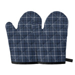Dark Blue Tattersall Pattern Print Oven Mitts