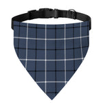 Dark Blue Tattersall Pattern Print Over The Collar Dog Bandana
