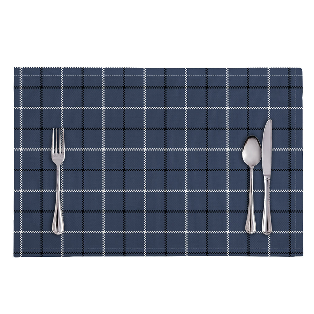Dark Blue Tattersall Pattern Print Placemat