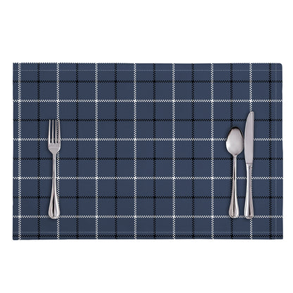 Dark Blue Tattersall Pattern Print Placemat
