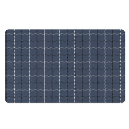 Dark Blue Tattersall Pattern Print Polyester Doormat