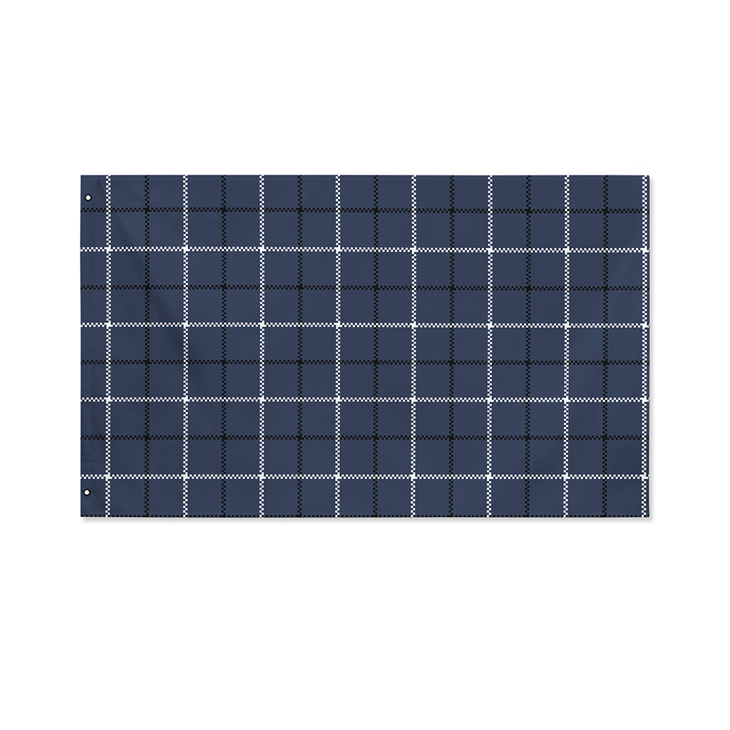 Dark Blue Tattersall Pattern Print Polyester Flag