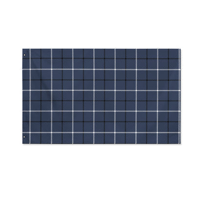 Dark Blue Tattersall Pattern Print Polyester Flag