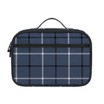 Dark Blue Tattersall Pattern Print Portable Lunch Bag