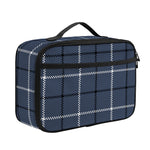 Dark Blue Tattersall Pattern Print Portable Lunch Bag
