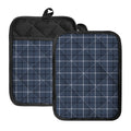 Dark Blue Tattersall Pattern Print Pot Holders With Pocket