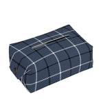 Dark Blue Tattersall Pattern Print Rectangle Tissue Box Cover