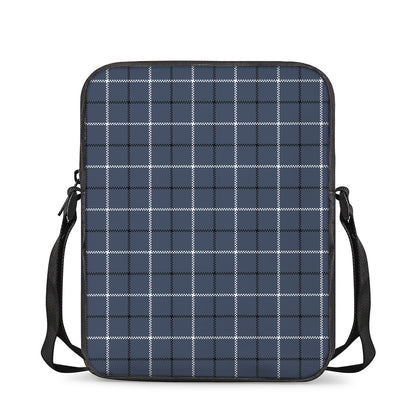 Dark Blue Tattersall Pattern Print Rectangular Crossbody Bag