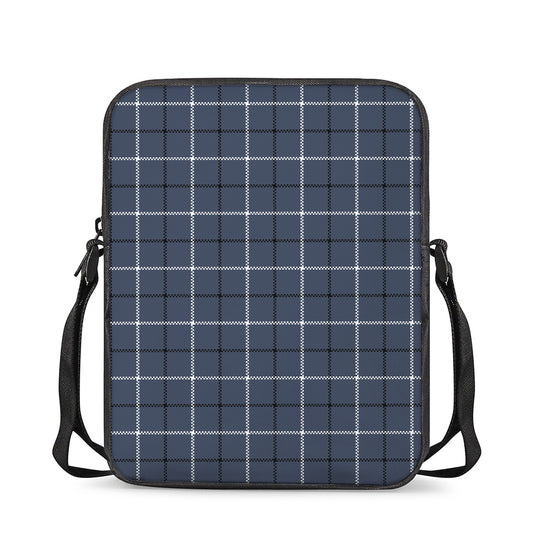 Dark Blue Tattersall Pattern Print Rectangular Crossbody Bag