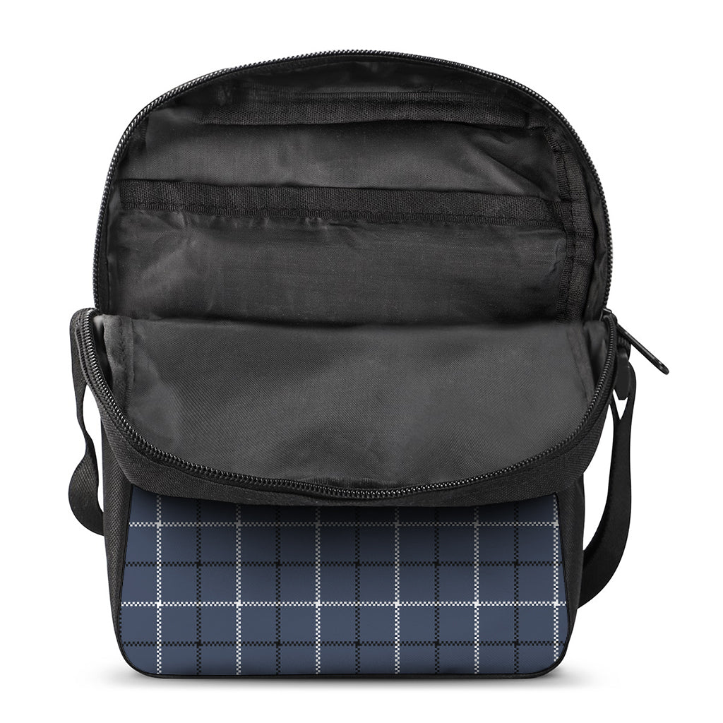 Dark Blue Tattersall Pattern Print Rectangular Crossbody Bag