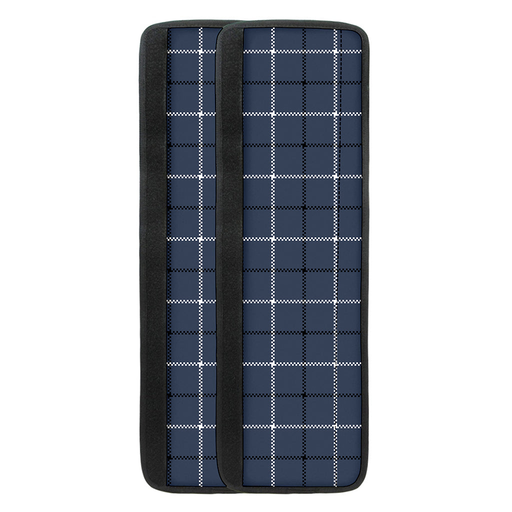 Dark Blue Tattersall Pattern Print Refrigerator Handle Covers