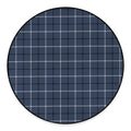 Dark Blue Tattersall Pattern Print Round Floor Mat