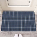 Dark Blue Tattersall Pattern Print Rubber Doormat