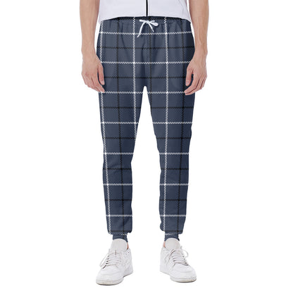 Dark Blue Tattersall Pattern Print Scuba Joggers
