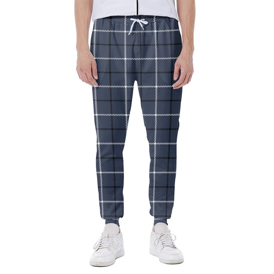 Dark Blue Tattersall Pattern Print Scuba Joggers
