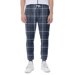 Dark Blue Tattersall Pattern Print Scuba Joggers