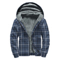 Dark Blue Tattersall Pattern Print Sherpa Lined Zip Up Hoodie