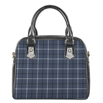 Dark Blue Tattersall Pattern Print Shoulder Handbag