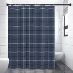 Dark Blue Tattersall Pattern Print Shower Curtain
