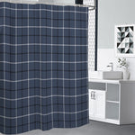Dark Blue Tattersall Pattern Print Shower Curtain