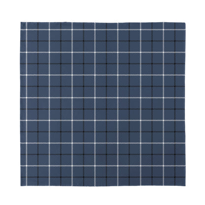 Dark Blue Tattersall Pattern Print Silk Bandana
