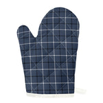 Dark Blue Tattersall Pattern Print Single Oven Mitt