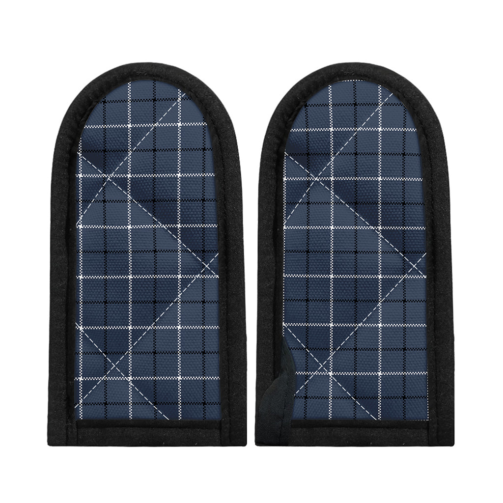 Dark Blue Tattersall Pattern Print Skillet Handle Cover