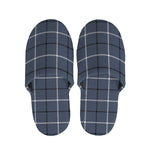 Dark Blue Tattersall Pattern Print Slippers
