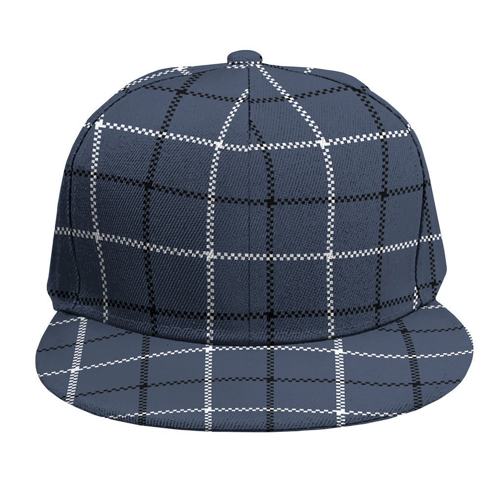 Dark Blue Tattersall Pattern Print Snapback Cap