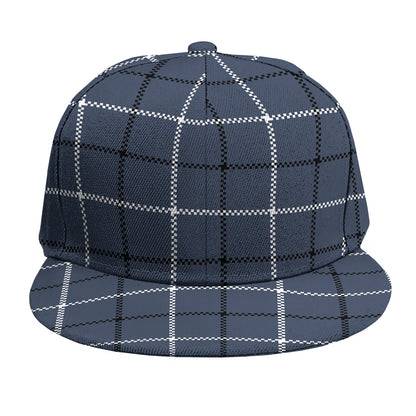 Dark Blue Tattersall Pattern Print Snapback Cap