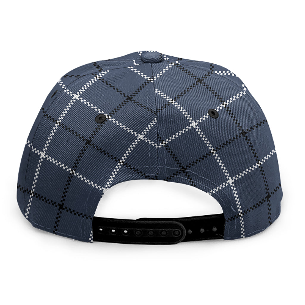 Dark Blue Tattersall Pattern Print Snapback Cap