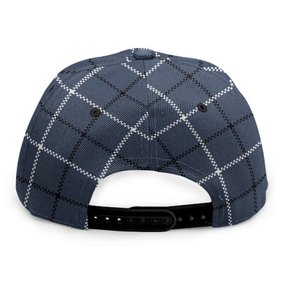 Dark Blue Tattersall Pattern Print Snapback Cap