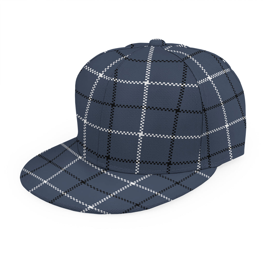 Dark Blue Tattersall Pattern Print Snapback Cap