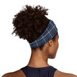 Dark Blue Tattersall Pattern Print Sports Headband