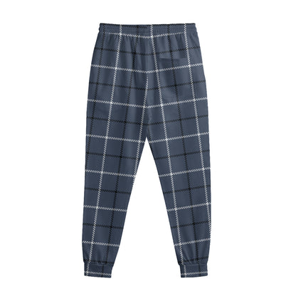 Dark Blue Tattersall Pattern Print Sweatpants