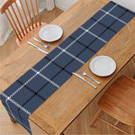 Dark Blue Tattersall Pattern Print Table Runner