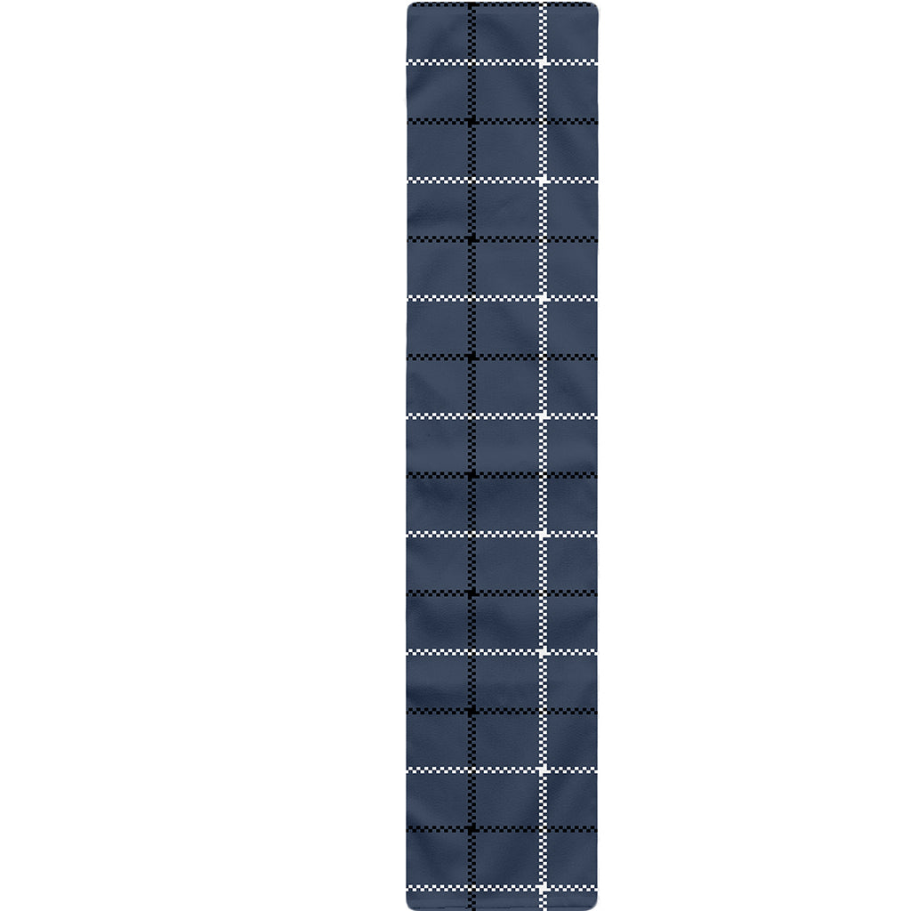 Dark Blue Tattersall Pattern Print Table Runner