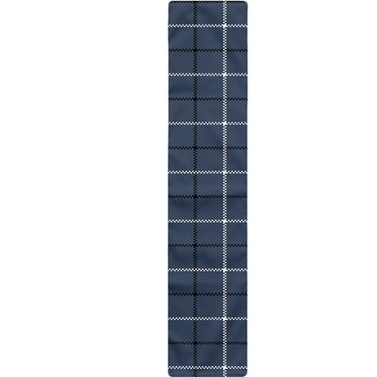 Dark Blue Tattersall Pattern Print Table Runner