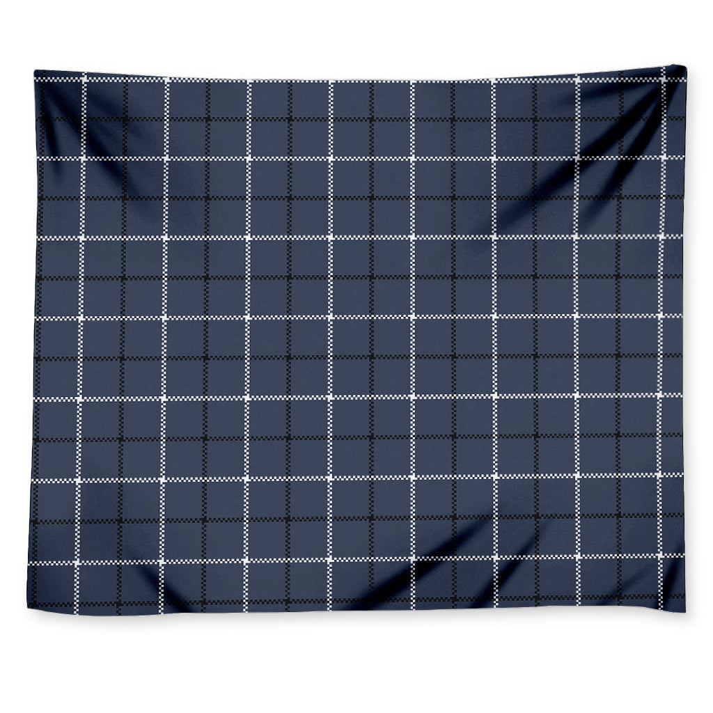 Dark Blue Tattersall Pattern Print Tapestry