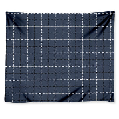 Dark Blue Tattersall Pattern Print Tapestry