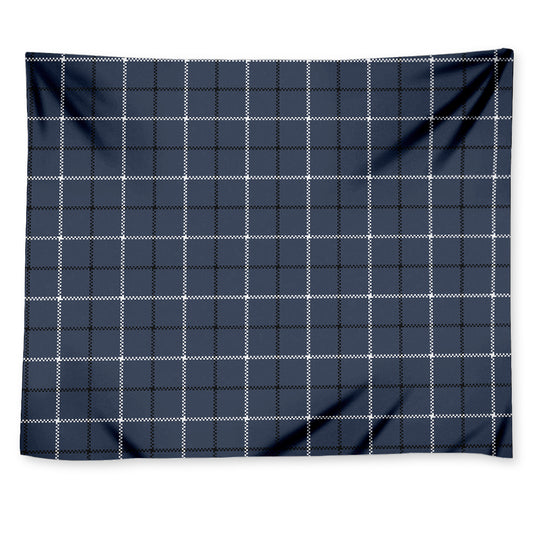 Dark Blue Tattersall Pattern Print Tapestry