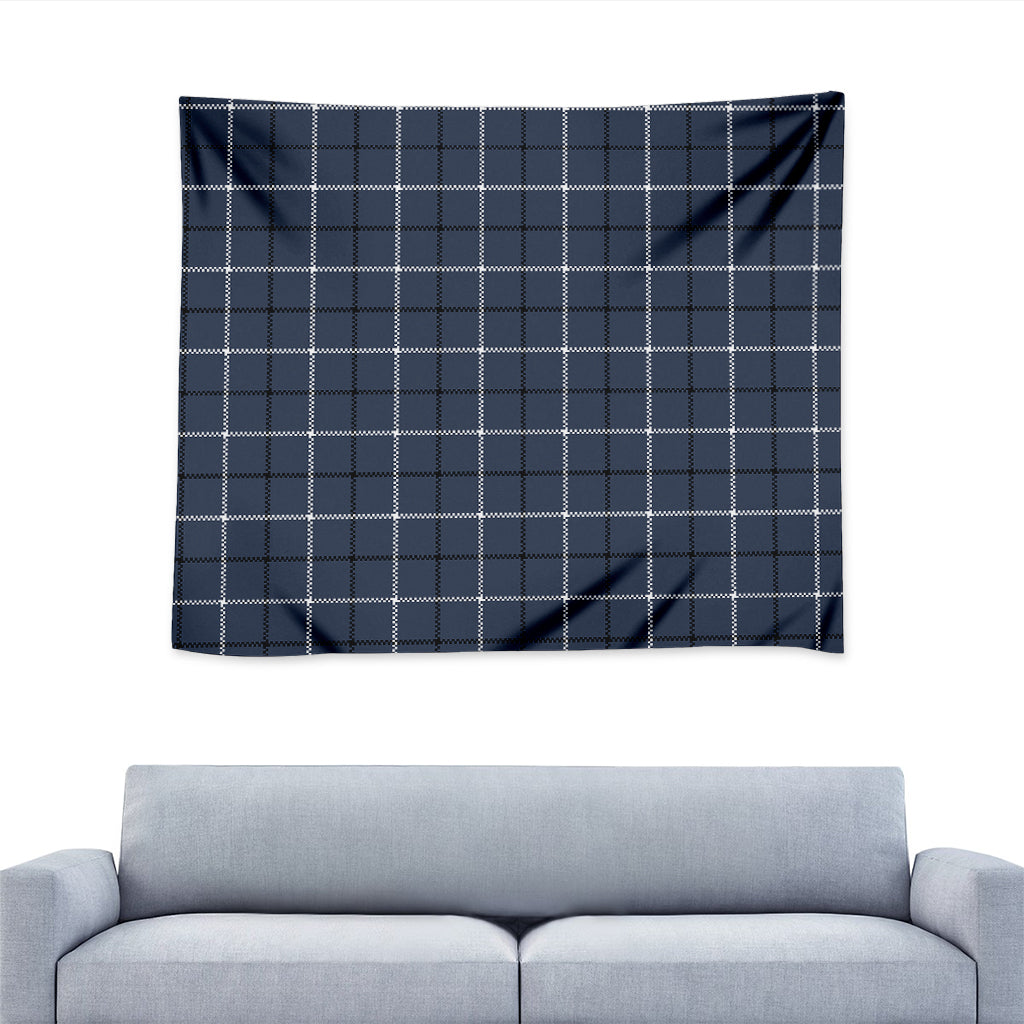 Dark Blue Tattersall Pattern Print Tapestry