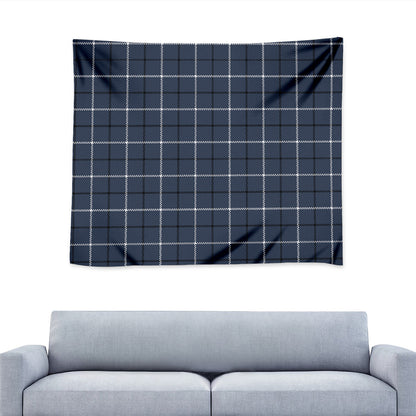 Dark Blue Tattersall Pattern Print Tapestry